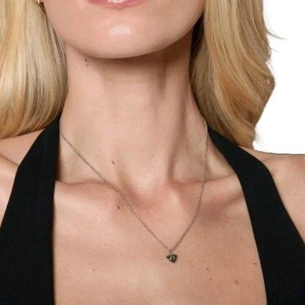 New Coach Heart Pendant Necklace Silver Chain 17" C Monogram with Dust Bag - Picture 3 of 13